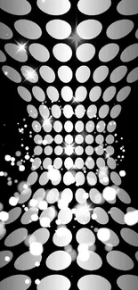 Futuristic black and white tunnel pattern with abstract design.