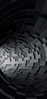 Dark gray geometric tunnel wallpaper with a 3D effect.