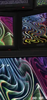 Colorful abstract TV screen wallpaper with swirling patterns.