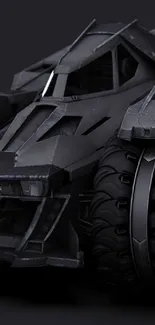 Sleek futuristic vehicle in dark gray hues on a mobile wallpaper.