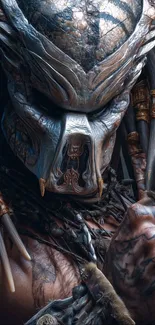 Futuristic warrior in detailed armor