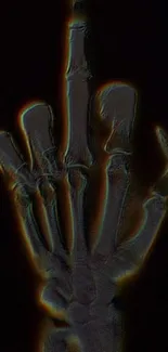 A futuristic x-ray of a glowing skeletal hand on a dark background.