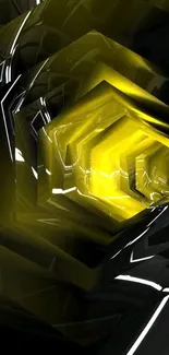 Futuristic mobile wallpaper with glowing yellow hexagonal design.