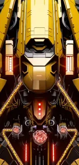 Futuristic yellow mech design mobile wallpaper.