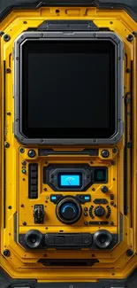 Futuristic yellow tech interface wallpaper.
