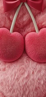 Fuzzy pink heart-themed wallpaper with soft texture.