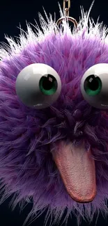 Fluffy purple monster with big eyes wallpaper.