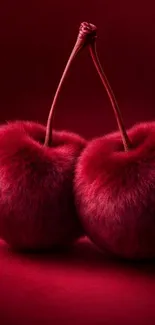 Fuzzy red cherries with vibrant texture.