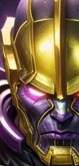 Galactic armor fantasy character with gold and purple tones.