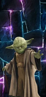 Wise galactic figure with glowing cracked stones background.