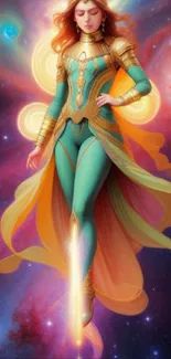 Fantasy art of a galactic goddess with cosmic colors and mystical elements.