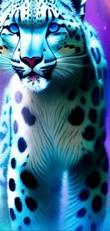 Cosmic leopard in a vibrant galaxy setting, digital art wallpaper.