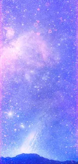 Galactic purple sky with stars and cosmic dust mobile wallpaper.