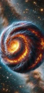 Galactic spiral vortex with stars in space.