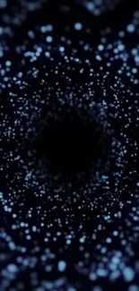 Galaxy-themed wallpaper with blue stars on a black background.