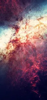 Vibrant cosmic wallpaper with galactic starburst and nebula clouds.