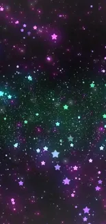 Vibrant galaxy wallpaper with glowing stars.