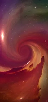 Spiral galaxy design with vibrant red hues creating a cosmic swirl effect.