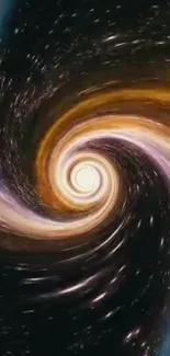 Vibrant cosmic vortex spiral on a mobile wallpaper.