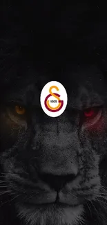 Galatasaray club logo on lion face wallpaper.