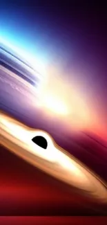 Colorful galaxy with black hole mobile wallpaper, cosmic theme.