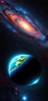 Earth and galaxy wallpaper for mobile.