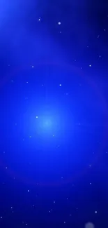 Bright blue starry galaxy wallpaper with glowing cosmic light.