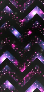 Purple galaxy-themed chevron wallpaper with stars.