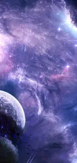 Vibrant cosmic wallpaper with planets and nebulae