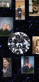 Collage wallpaper with stars and diamond set against a galaxy background.