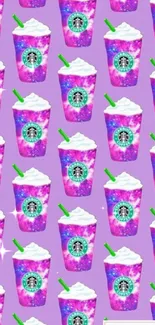 Colorful galaxy-themed drink pattern wallpaper.