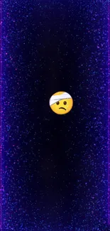 Galaxy themed wallpaper with unique emoji on dark purple background.