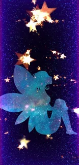 Galaxy fairy and stars mobile wallpaper with cosmic theme.