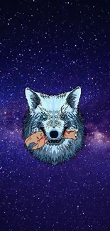 Galaxy wallpaper featuring a fox in space.