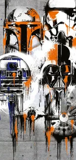 Star Wars graffiti collage with vibrant orange detailing.