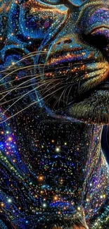 Artistic galaxy leopard wallpaper for mobile.