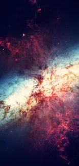 Vivid galaxy nebula with stars and cosmic explosion in deep space.