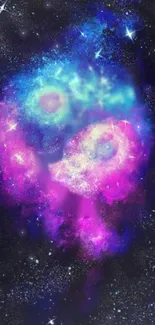 Vibrant galaxy wallpaper with neon colors