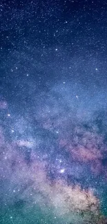 Stunning galaxy night sky wallpaper with vibrant cosmic colors and stars.