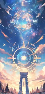 Abstract galaxy portal with celestial and dreamy design for phone wallpaper.