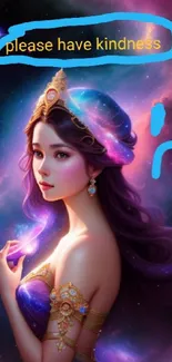 A celestial princess in a cosmic galaxy with vibrant colors and ethereal beauty.