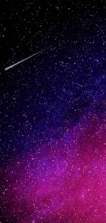 Vibrant galaxy with shooting star on mobile wallpaper.