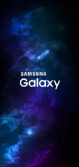 Galaxy mobile wallpaper with dark blue and purple cosmic theme.