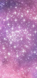 Pink starry galaxy mobile wallpaper with sparkling cosmic scene.