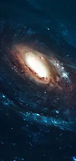 Stunning galaxy spiral wallpaper with swirling cosmic blues.