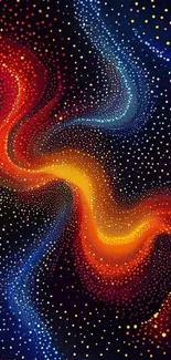 Colorful galaxy-themed wallpaper with swirling star patterns.