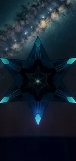 Star-shaped pattern on a galaxy themed background with night sky.