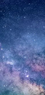 Beautiful galaxy starry night wallpaper with deep blue and purple hues.