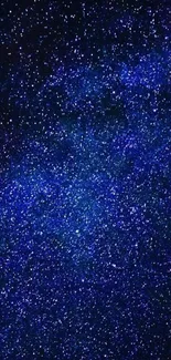 Starry galaxy night wallpaper with deep blue hues and cosmic design.