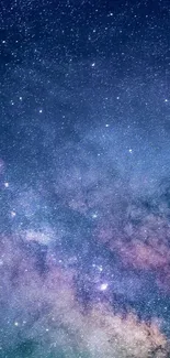 Starry galaxy wallpaper with deep blue hues and cosmic beauty.